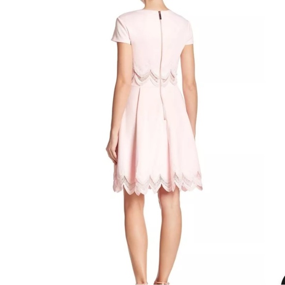 Ted Baker Rehanna Embroidered Cap Sleeve Skater Dress Pink Ted's Size 4 US 10 - Picture 8 of 8